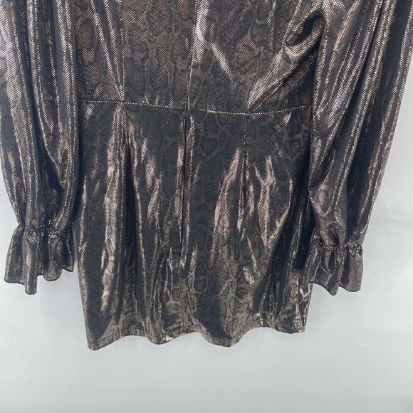 Shein gold Metallic Snakeskin Pull-over Mini Wrap Dress Small - Picture 9 of 13